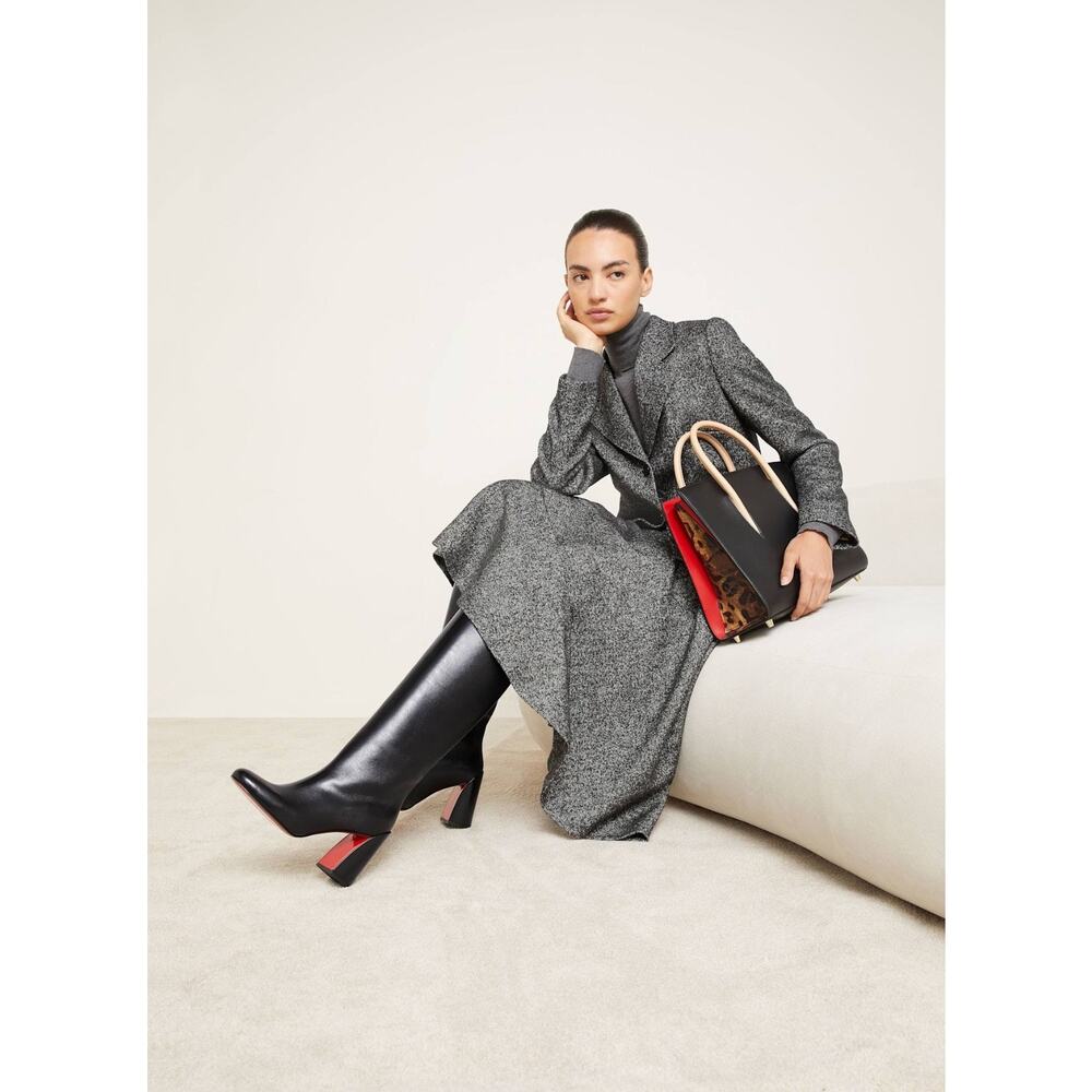 Christian Louboutin Janitta 85 Black Leather Knee High Block Heel Boot 40 - Picture 10 of 16